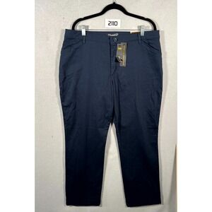 Lee Relaxed Fit Straight Leg Pants Womens 16 Navy Blue Cotton Stretch Mid Rise